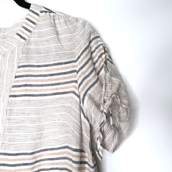 Talbots Womens Linen Top Medium Petite Gray‎ Beige Resort Vacation Quiet Luxury - Picture 7 of 7